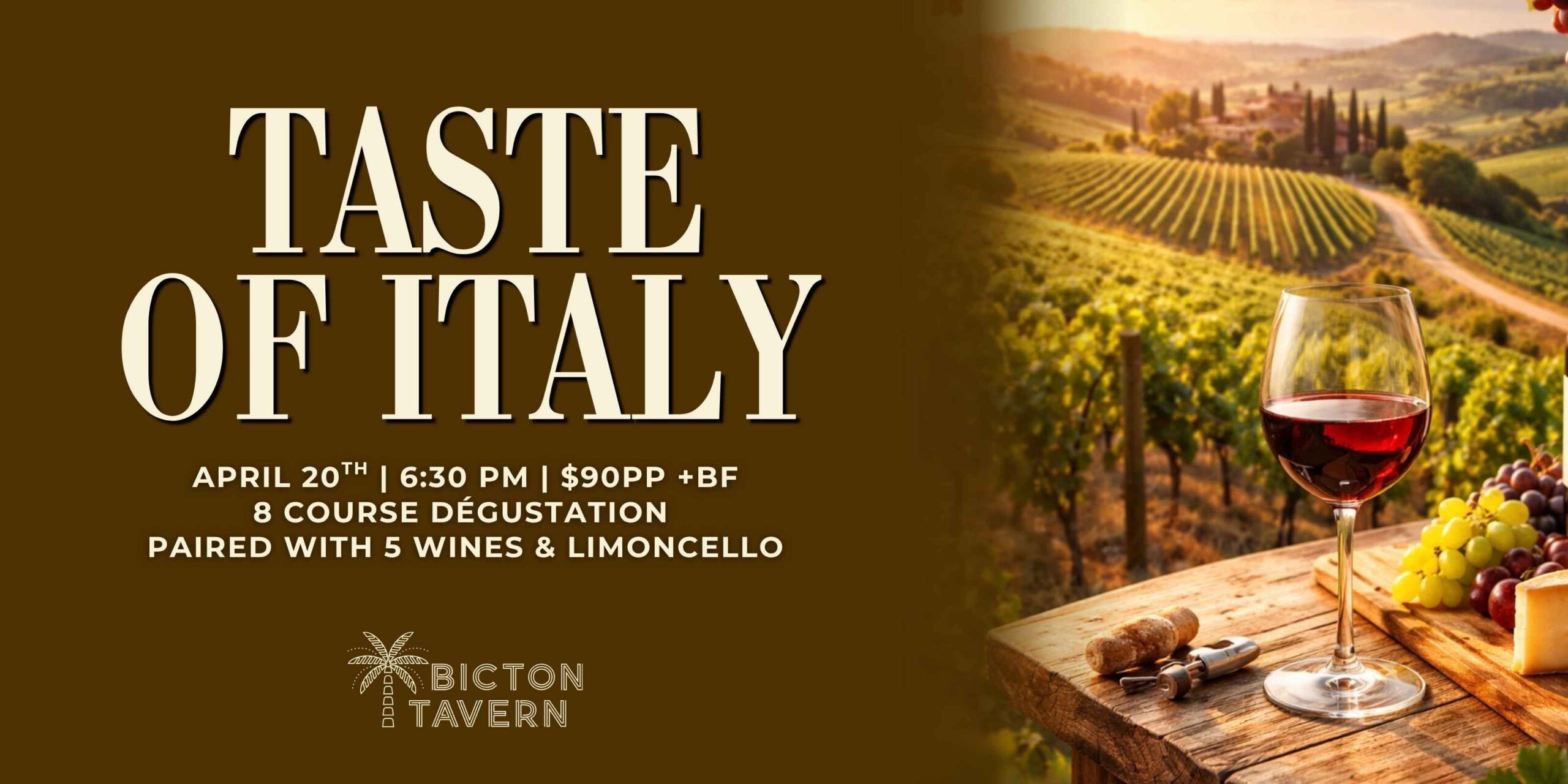 Taste of Italy Wine Dinner at Bicton Tavern
